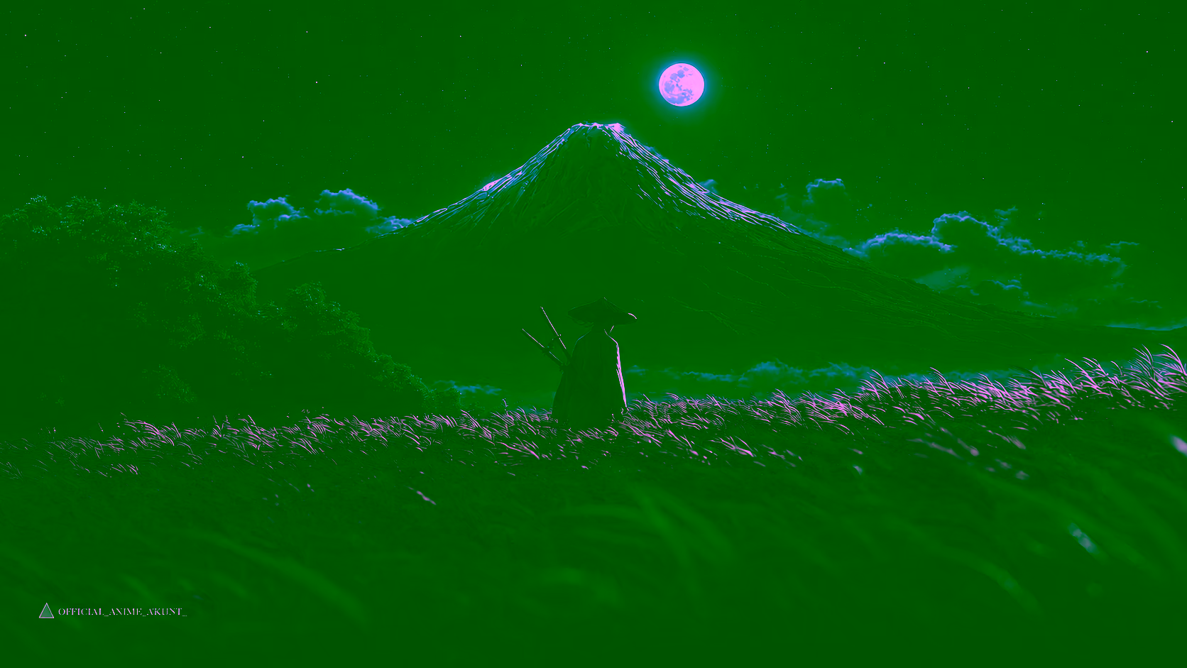 Samurai standing in a misty landscape